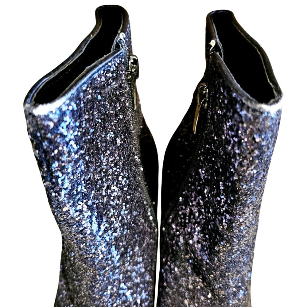 Glitter Stiletto Ankle Boots With Side Zippers And Pointed Toe Women' Size 7.5M - Picture 3 of 11